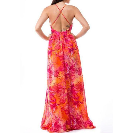 Orange Tropic Maxi Dress