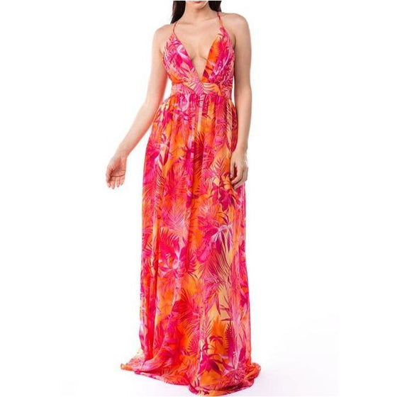 Orange Tropic Maxi Dress