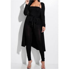  Black Cardigan Jumpsuit Set