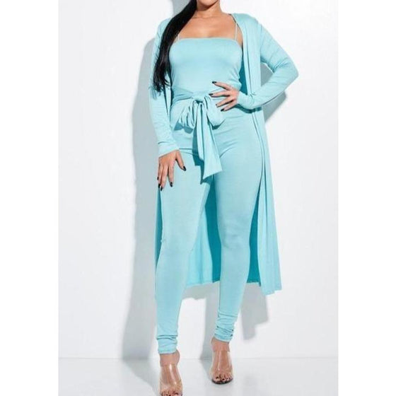 Mint Cardigan Jumpsuit Set